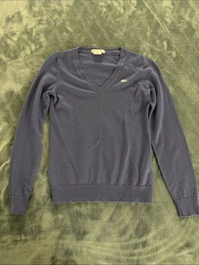 Lacoste Navy V-Neck Long Sleeve Sweater